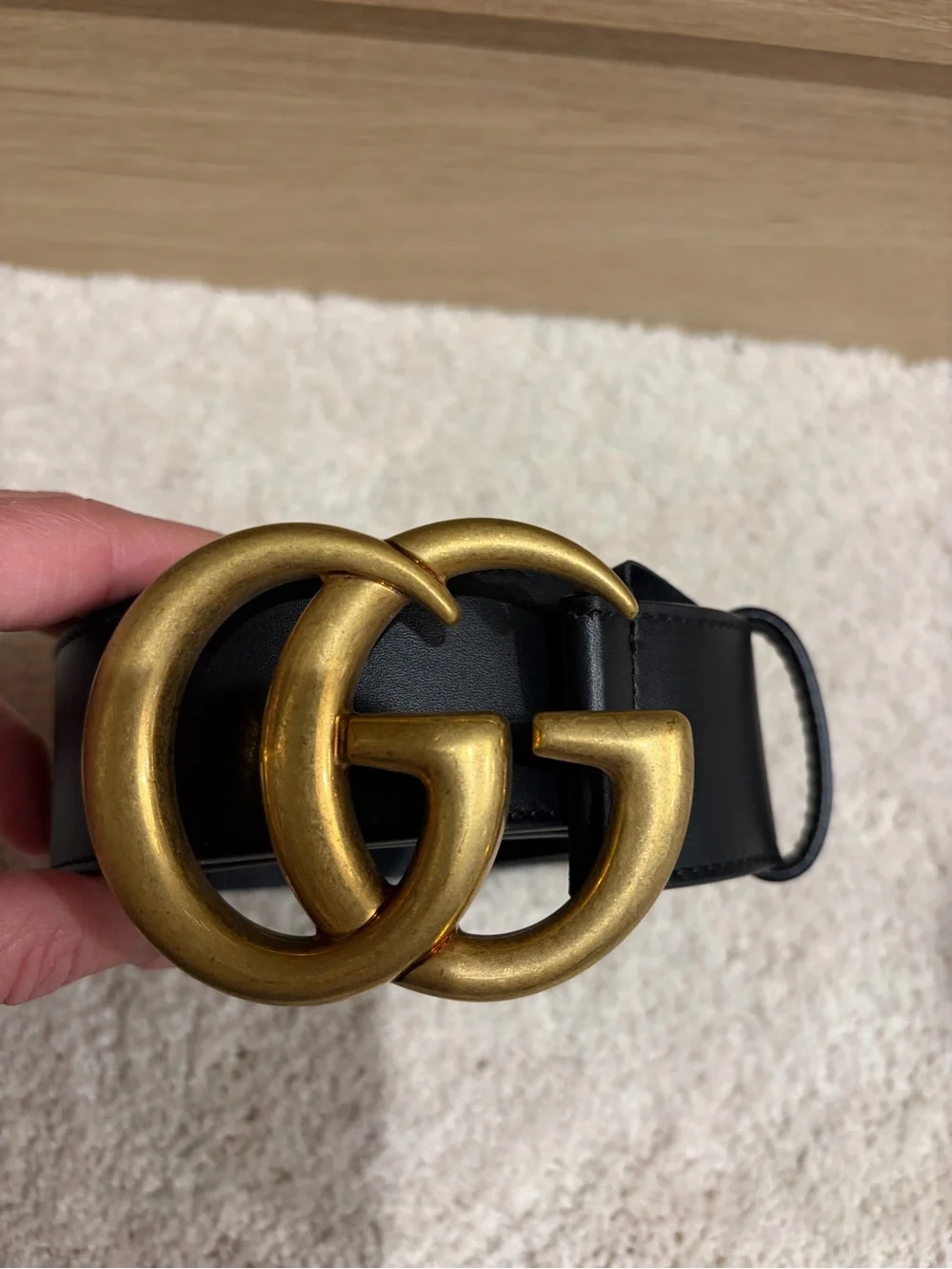 Gucci Black Calfskin Double G 40mm Belt 80 32